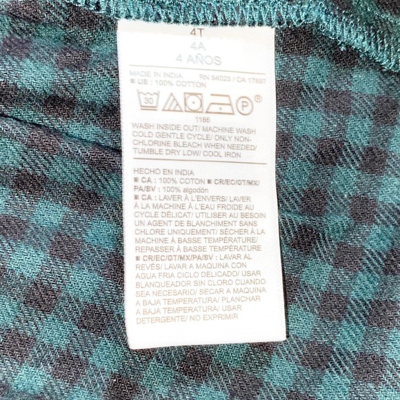 NEW Old Navy 4T Green Black Plaid Pinafore Dress‎ 2 Piece Long Sleeve Mock NWT - Picture 5 of 7